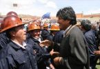 Evo Morales con la cooperativa de mineros