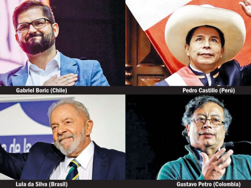Boric, Castillo, Lula y Petro